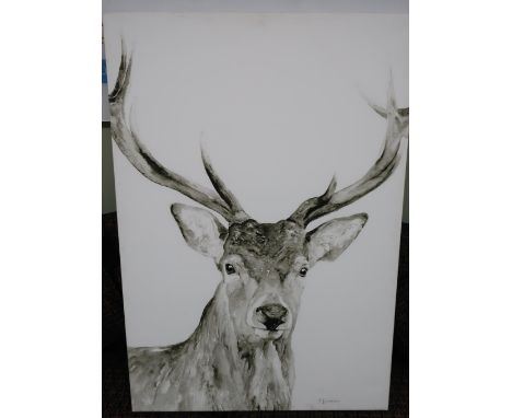 Modern print on canvas by J.Bannon of a stag (61cm x 86.5cm) 