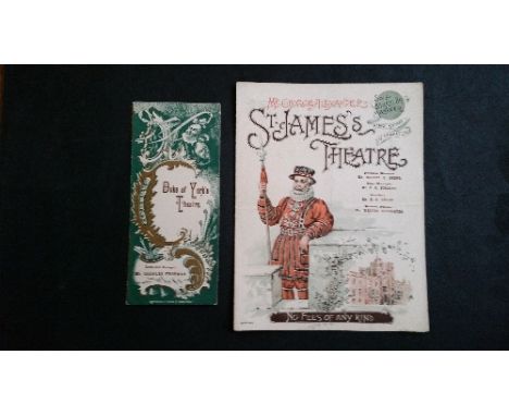 THEATRE PROGRAMMES, London selection, pre-1900, inc. Royal Court, Garrick, Globe, Criterion, Shaftesbury, Royalty, St James e