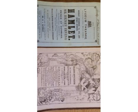 THEATRE PROGRAMMES, London selection, 1800s, inc. Lyceum, Royal Opera Comique, Royalty, Globe, Princess's, Egyptian Hall Gaie