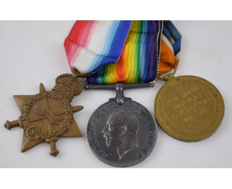 A trio of World War medals to include 1914-1915 star, 1914-18 silver medal and the Great War medal, awarded to 4252 E S T W M