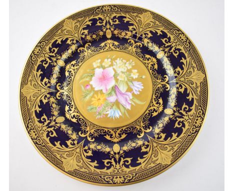 Caverswall limited edition cabinet plate, with gilt and cobalt blue decoration, LE of 100,signed W R Tipton, 27cm diameter.  