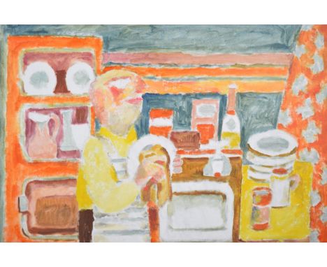 Vincent Bennett (Plymouth 1910-1993), oil on canvas panel, 'Washing Up'. 45.7 cm x 60.9 cm. ARR applies.  