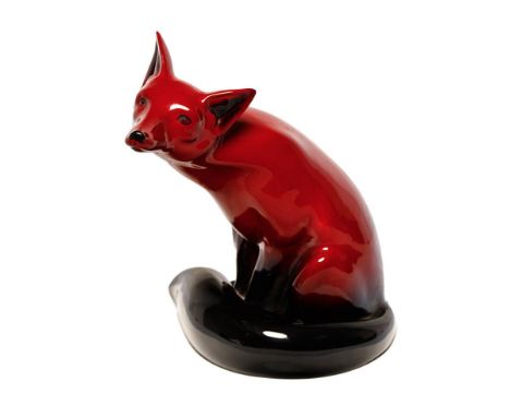 Large Royal Doulton Flambe Fox, height 23cm.  In good condition with no obvious damage or restoration. Some light scratches a