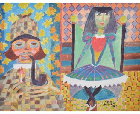 Vincent Bennett (Plymouth 1910-1993), oil on canvas panel, 'Sherlock Holmes', signed Vincent Bennett 1987, 34.5 cm x 44.5 cm,