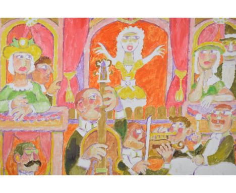 Vincent Bennett (Plymouth 1910-1993), oil on canvas panel, 'The Pit Orchestra'. 45.7 cm x 60.9 cm, framed. ARR applies.  