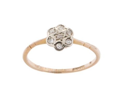 18ct gold diamond daisy ring, 1.5 grams, Chester 1910, size O.  