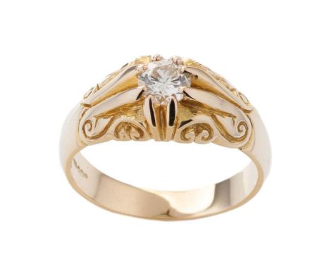 18ct gold hallmarked singles diamond set ring, stone measures 0.75ct approx. Weight 11.7g,  ring size Y.  