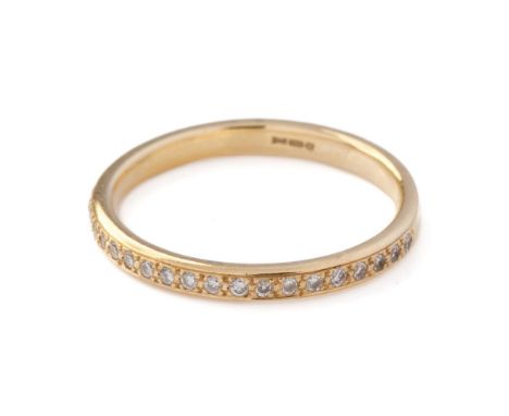 18ct gold half eternity ring set with diamonds, size M/N,  2.2 grams.  