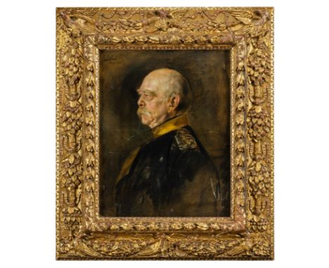 Lenbach, Franz vonSchrobenhausen 1836 - München 190471 x 55 cmPortrait des Otto von Bismarck im Profil nach links. Mischtechn
