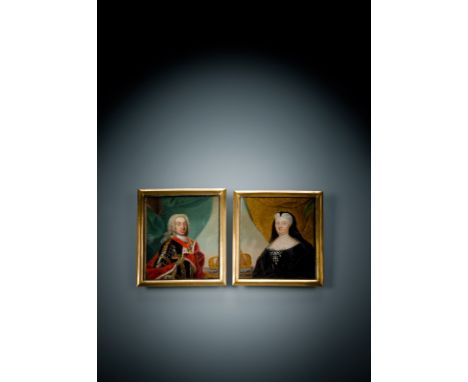 Paar Portrait-Miniaturen - Kaiser Franz I. und Kaiserin-Witwe Wilhelmine Amalie Österreich, nach 17406,2 x 4,8 cmDer Kaiser i