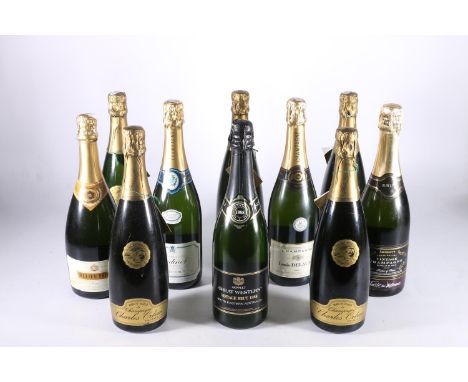 Ten bottles of champagne to include five bottles of Charles Orban Troissy 1983 brut, no abv. or vol stated, Oudinot cuvee bru