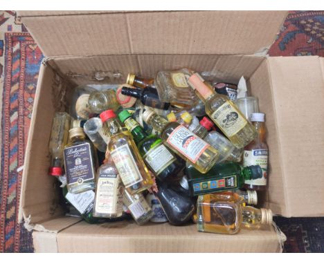 Box of miniatures comprising mostly of brandy, Bourbon rum and vodka. Also to inclue some blended whisky miniatures such as G