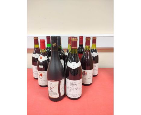 Twelve bottles of assorted red wine, Mainly French to include two bottles of Bourgogne Hautes Cotes de Nuits 1983, Montagne S