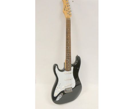 Stagg left handed six string electric guitar, 99cm in length. 