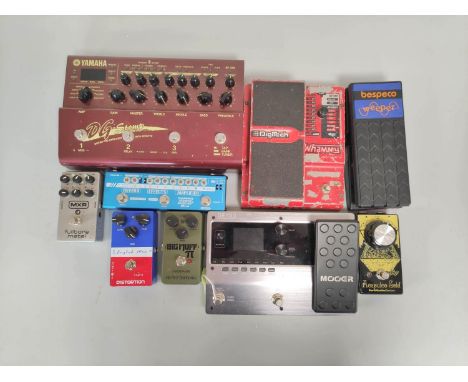 Group of guitar effects pedals to include Mooer GE-150 Multi Effects Processor, Yamaha DG-Stomp Guitar Pre-Amplifier With Eff