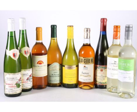 Nine bottles of white wine including Montana 1992 Marlborough Sauvignon Blanc 75cl 11.5% abv. First Cape Special Cuvee Sauvig