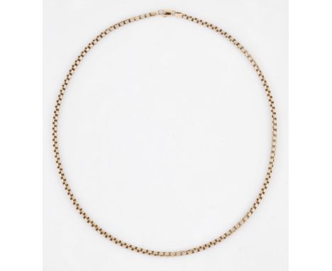 A BOX CHAIN NECKLACE. Marked '585', 51.5cm long, 13.0 gramsCONDITION REPORTSome very light wear to some links (light dents), 