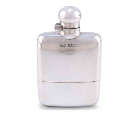 AN EDWARDIAN SILVER HIP FLASK,&nbsp;by&nbsp;James Dixon &amp; Sons Ltd, Sheffield 1904, of plain rectangular form, shaped for