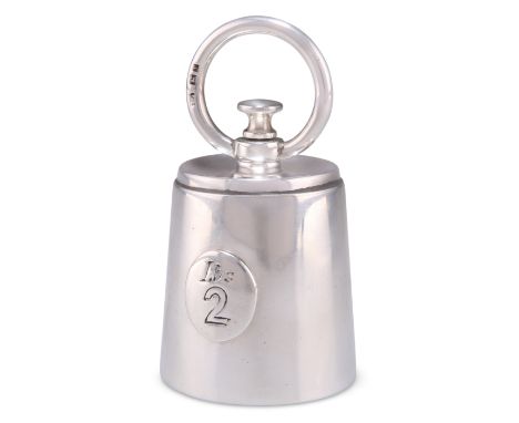 AN EDWARDIAN SILVER NOVELTY PEPPER MILL,&nbsp;by John Thomas Heath &amp; John Hartshorne Middleton, Birmingham 1905, the grin
