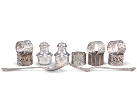 A SET OF SIX VICTORIAN SILVER NAPKIN RINGS, by&nbsp;William Evans,&nbsp;London 1879 and 1880, pierced circular form; together