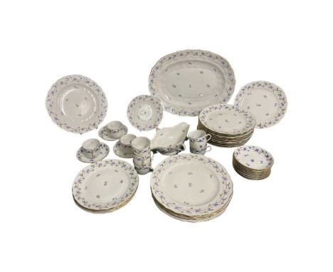 Large Quantity of Herend Cornflour Blue Garland Tablwares. To include 1 large serving platter (42cm long), 5 dinner plates (2