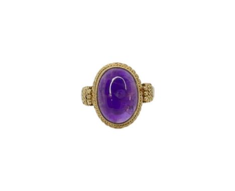 9ct Gold And Cabochon Amethyst Ring ( 5 grams ) size P | Size 7.5Condition report: Good condition