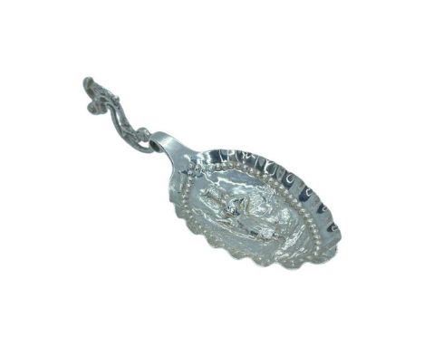 Decorative Silver Caddy Spoon with Shepherdess. Samuel Boyce Landec, Sheffield Import 1894, 25g12.5cm lengthCondition report: