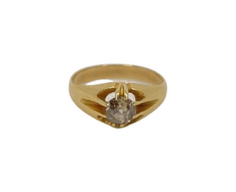 Gold And Old Cut Diamond Gypsy Ring unmarked, Size NCondition report: Good condition