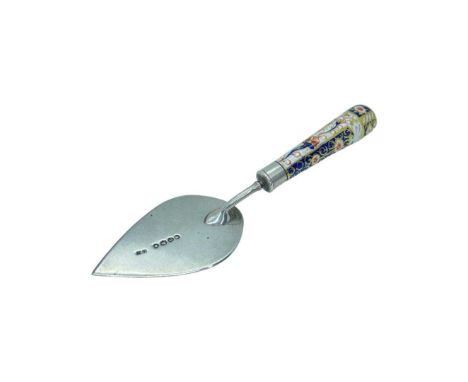 Small Silver Cheese Trowel. Royal Crown Derby porcelain handled cheese trowel. Cornelius Desormeaux Saunders &amp; James Fran