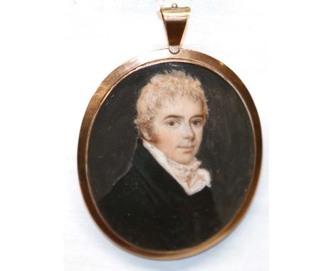 ATTRIBUTED TO ROGER JEAN (BRITISH, C1763-1828) MAN DRESSED IN BLACK, portrait miniature circa18156 x 5 cmQty: 1