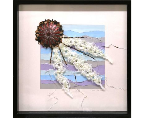 SUSAN PURSER HOPE (BRITISH, CONTEMPORARY) 'NAVIGATING THE REEF', fused and slumped glass compass jellyfish elements, includin