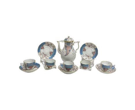 A VERY RARE Herend 19th Century (c.1890), 6 Piece Coffee Set of Cornucopia Tupini Pattern (7). To consist of 1 coffee pot and