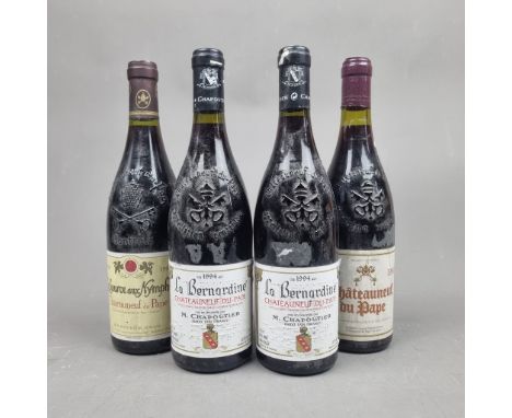 4 Bottles Chateauneuf-Du-Pape to include:   2 Bottles M. Chapoutier  La Bernardine 1994 Vintage,  1 Bottle Gonnet "La Source 