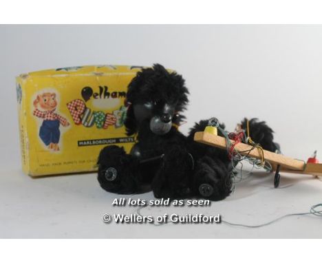 Pelham Puppet of a black poodle, original box.
