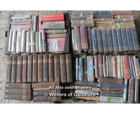 Four boxes of vintage hardback novels, many in dust wrappers, some with pictorial covers, Masterpieces of Short Stories.