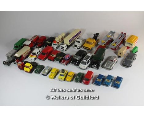 Corgi die-cast, assorted unboxed vehicles to include Austin Mini Metro, Mini Cooper and vintage style Mobilegas truck (37)