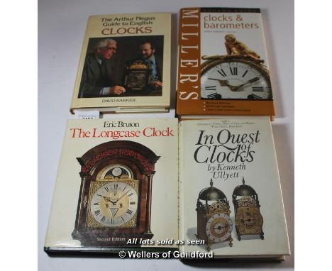 Four books about antique clocks including Eric Bruton, The Longcase Clock, 1976.