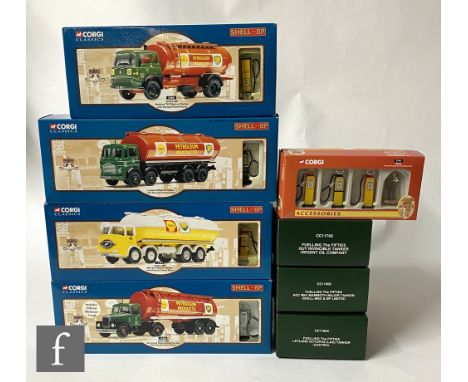 A collection of Corgi Shell and BP and Fuelling the Fifties Premium Edition models, comprising CC11702 Regent Oil Company, CC