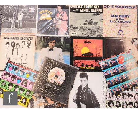 A collection of mixed genre LPs, artists to include Roxy Music, Rolling Stones, Ian Dury, Eric Clapton, Bob Dylan, Buffalo Sp