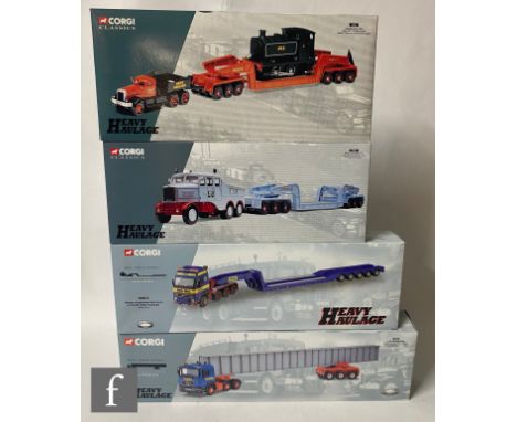 Four Corgi Heavy Haulage 1:50 scale diecast models, comprising 76802 I. R. Dunkerley MAN Tractor Unit, Bogie and Bridge Beam 