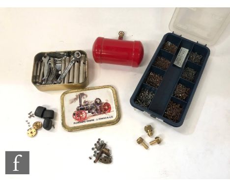 A collection of assorted tools relating to live steam, with a boiler and various fittings. (qty) 