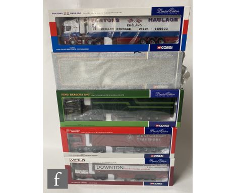 Five Corgi 1:50 scale diecast models, comprising CC12918 Pentons Haulage Scania Topline Fridge Trailer, CC12912 Stephen Sande