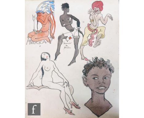 ALBERT WAINWRIGHT (1898-1943) - A study depicting various figures in an array of poses including a portrait of a young boy an