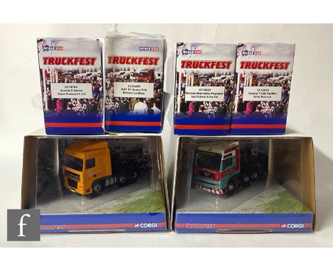 Six Corgi Truckfest 1:50 scale diecast models, comprising CC13410 Pollock MAN TGA XXL, CC13218 Jack Richards &amp; Son DAX XF