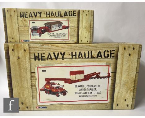 Two Corgi Heavy Haulage 1:50 scale diecast model sets, CC12307 United Heavy Transport Scammell Contractor, Girder Trailer, Bo