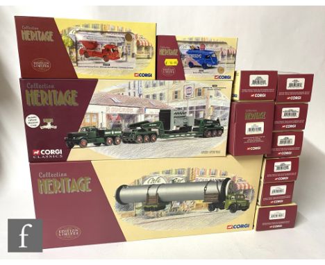 Twelve Corgi Collection Heritage diecast models, 1:50 and 1:43 scale, to include EX70206 Berliet GLR avec rouleau Safi STAG, 