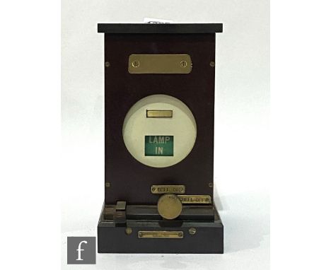 A brown Bakelite shelf instrument Lamp In Lamp Out by R E Thompson &amp; Co, height 23.5cm. 