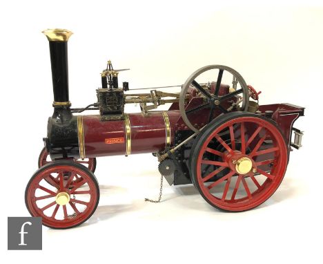 A Maxitrak kit built 1 inch scale live steam Burrell agricultural traction engine, 'Prince', finished and painted in maroon t