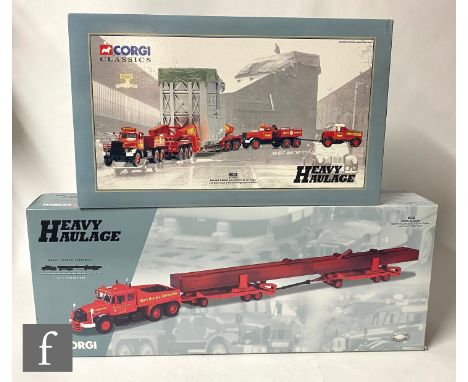 Two Corgi Heavy Haulage 1:50 scale diecast model sets, 31009 Wynns Diamond T Ballast x 224 Wheel Girder Trailer with Boiler L