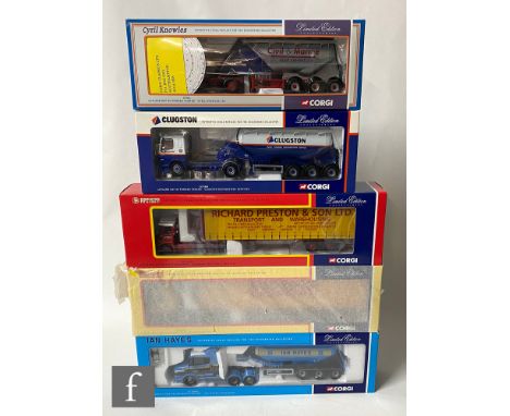 Five Corgi 1:50 scale road transport diecast models, comprising CC12505 Richard Preston &amp; Son Atkinson Borderer Tautliner